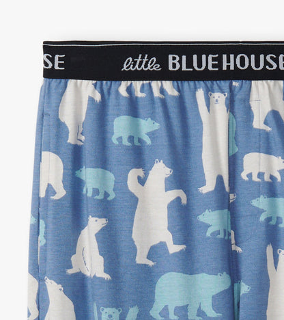 Men's Blue Polar Bears Cotton Pajama Pants