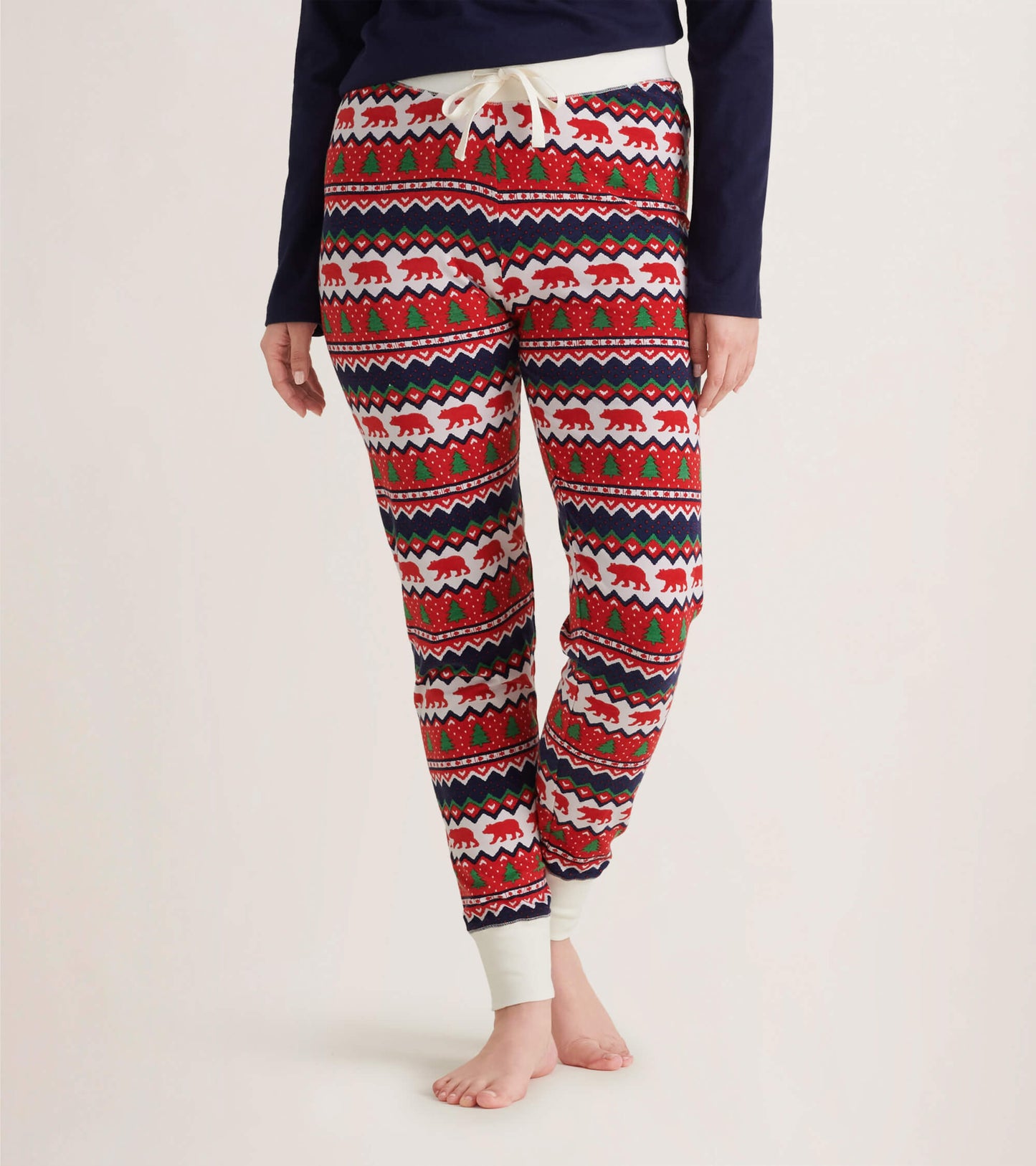 Legging de nuit pour femme – Ours sur motif Fair Isle