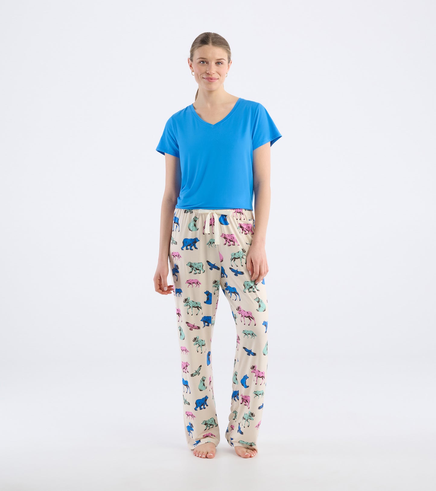 Pantalon de pyjama en jersey pour femme – Animaux des bois