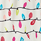 String of black holiday lights with colorful bulbs on a white background
