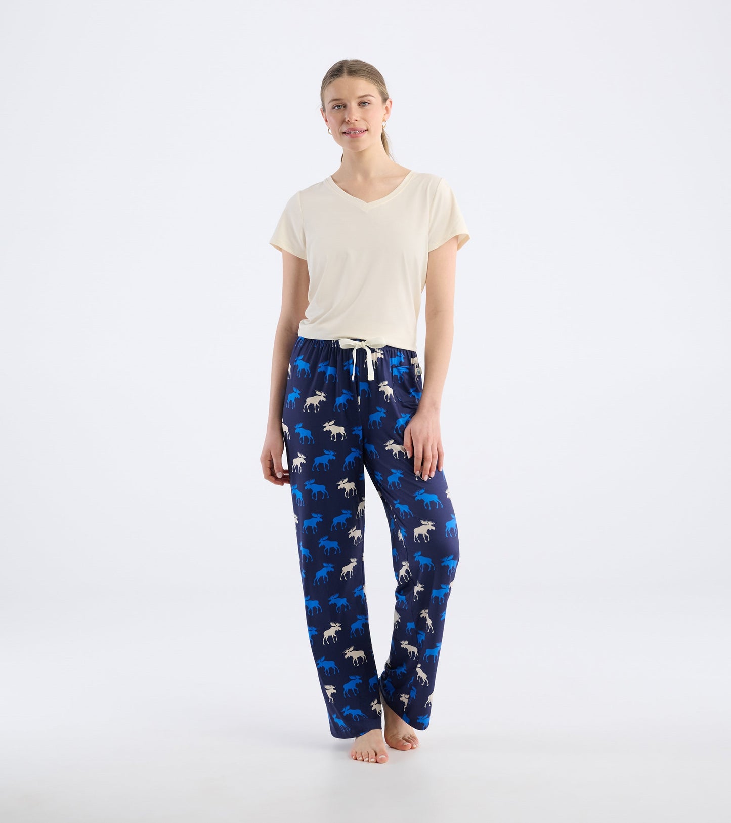Pantalon de pyjama en jersey pour femme – Orignaux bleus