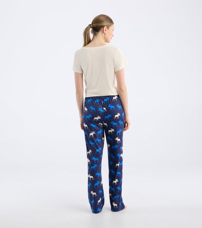 Pantalon de pyjama en jersey pour femme – Orignaux bleus