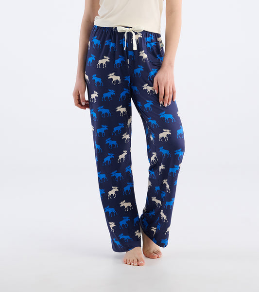 Pantalon de pyjama en jersey pour femme – Orignaux bleus