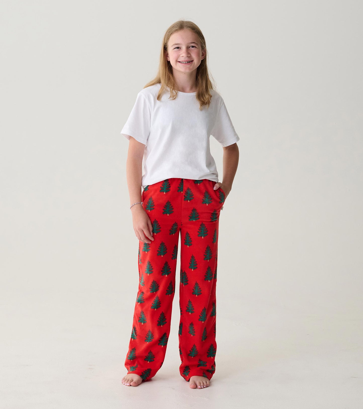 Kids Trees On Red Polar Pants