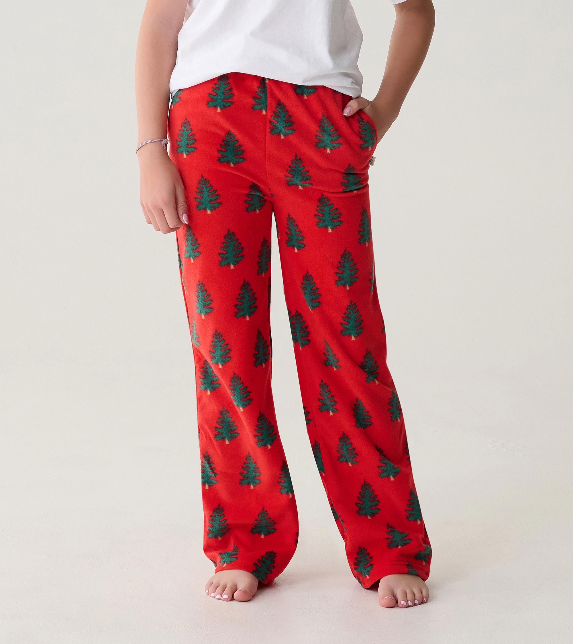 Kids Trees On Red Polar Pants