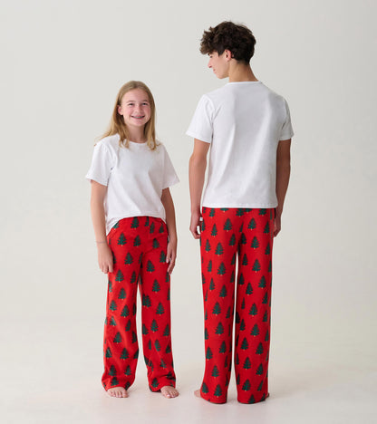 Kids Trees On Red Polar Pants