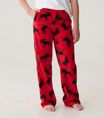 Kids Moose on Red Polar Pants