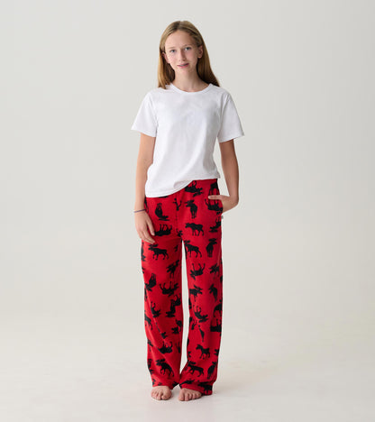 Adult Moose on Red Polar Pants