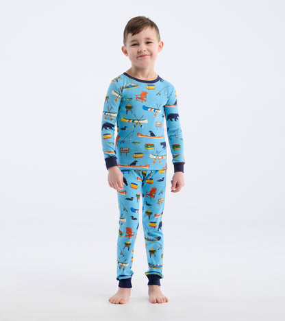 Pyjama pour enfant – Sur le lac, fond bleu