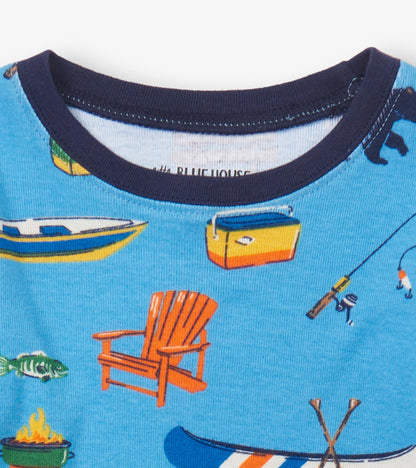 Pyjama pour enfant – Sur le lac, fond bleu