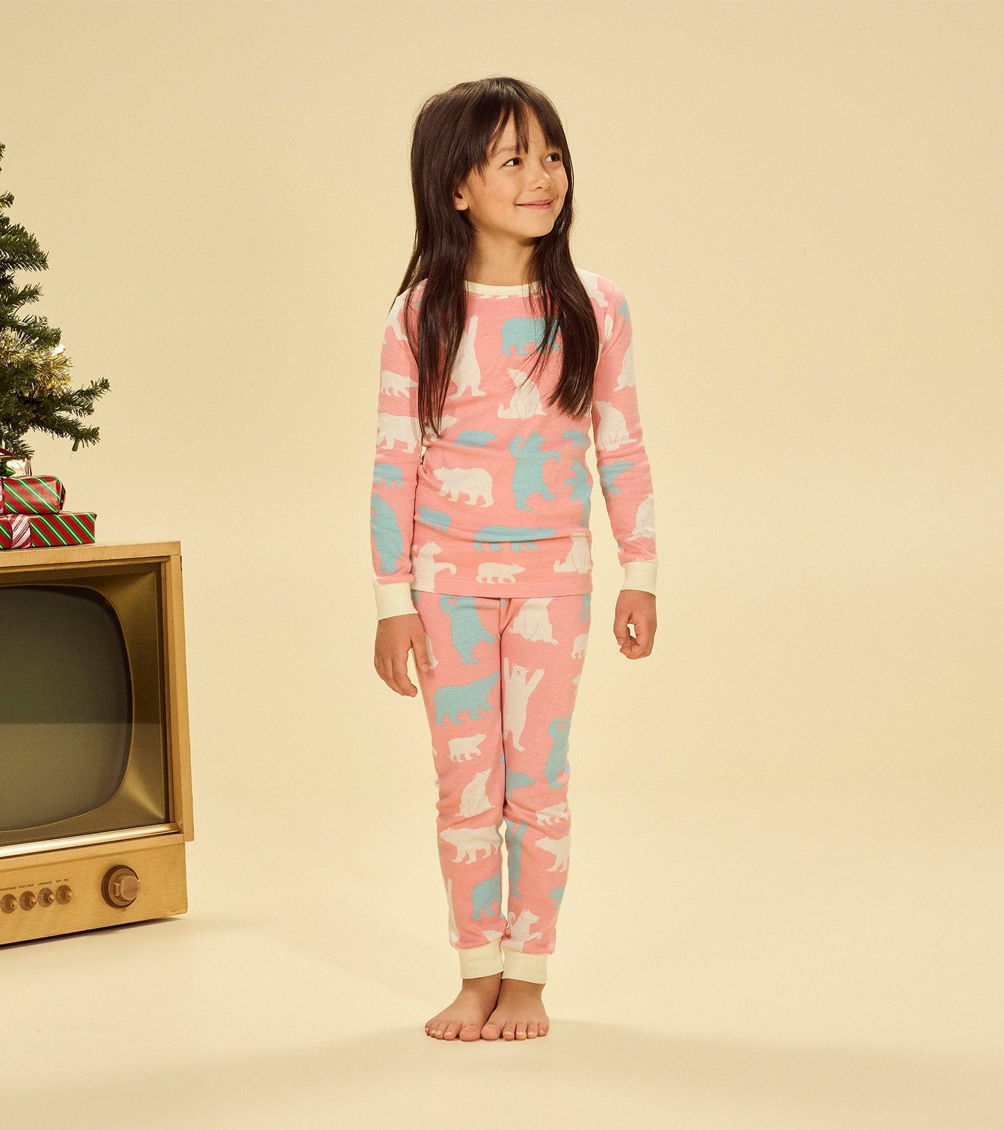 Ensemble pyjama rose pour enfants, ours polaires
