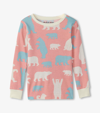Ensemble pyjama rose pour enfants, ours polaires
