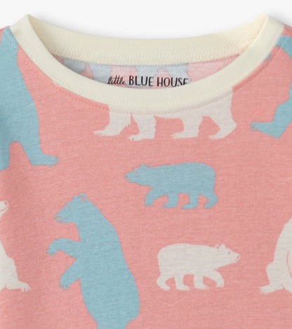 Ensemble pyjama rose pour enfants, ours polaires