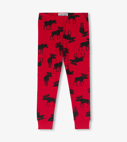 Moose on Red Kids Pajama Set