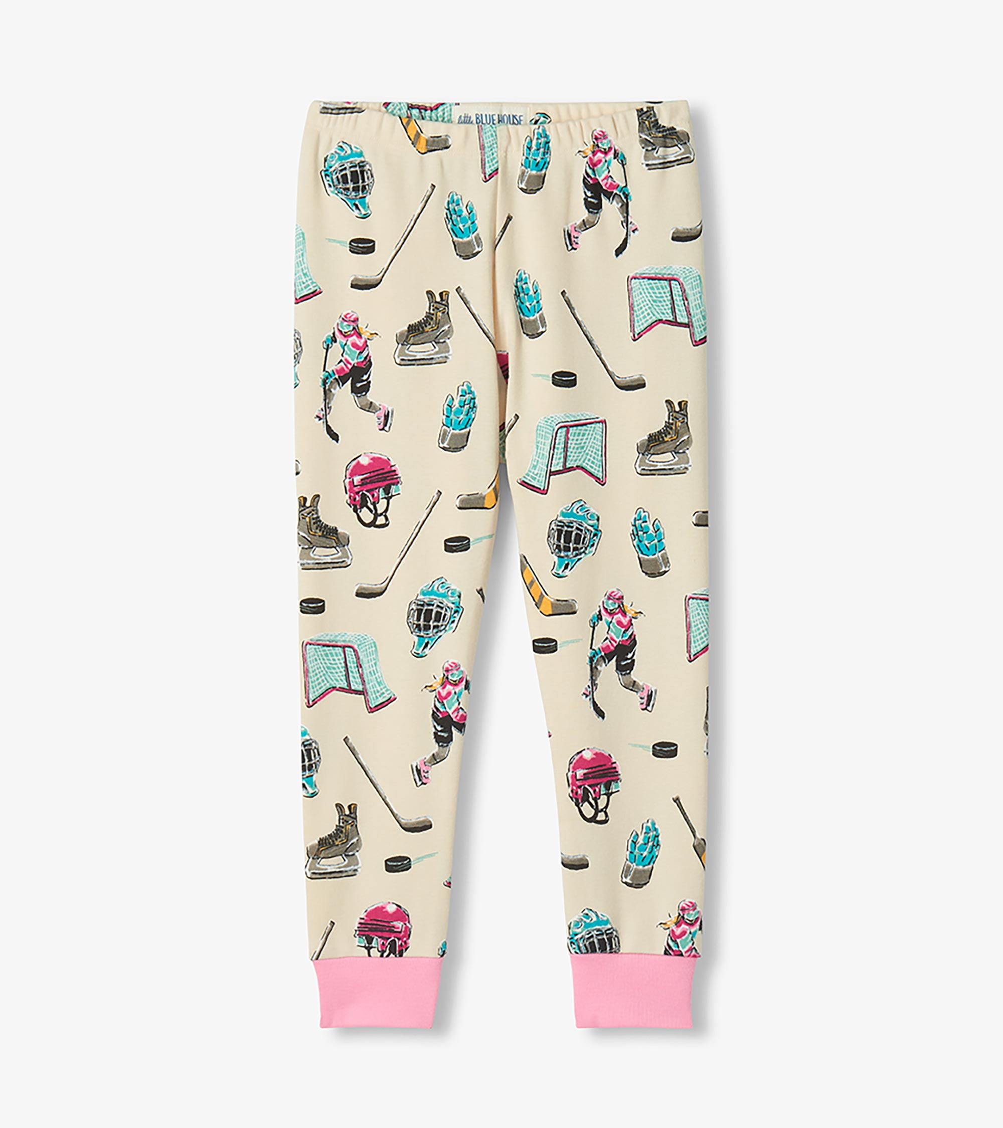Pyjama pour enfant – Joueur de hockey « Eat Sleep Play Hockey Repeat », rose