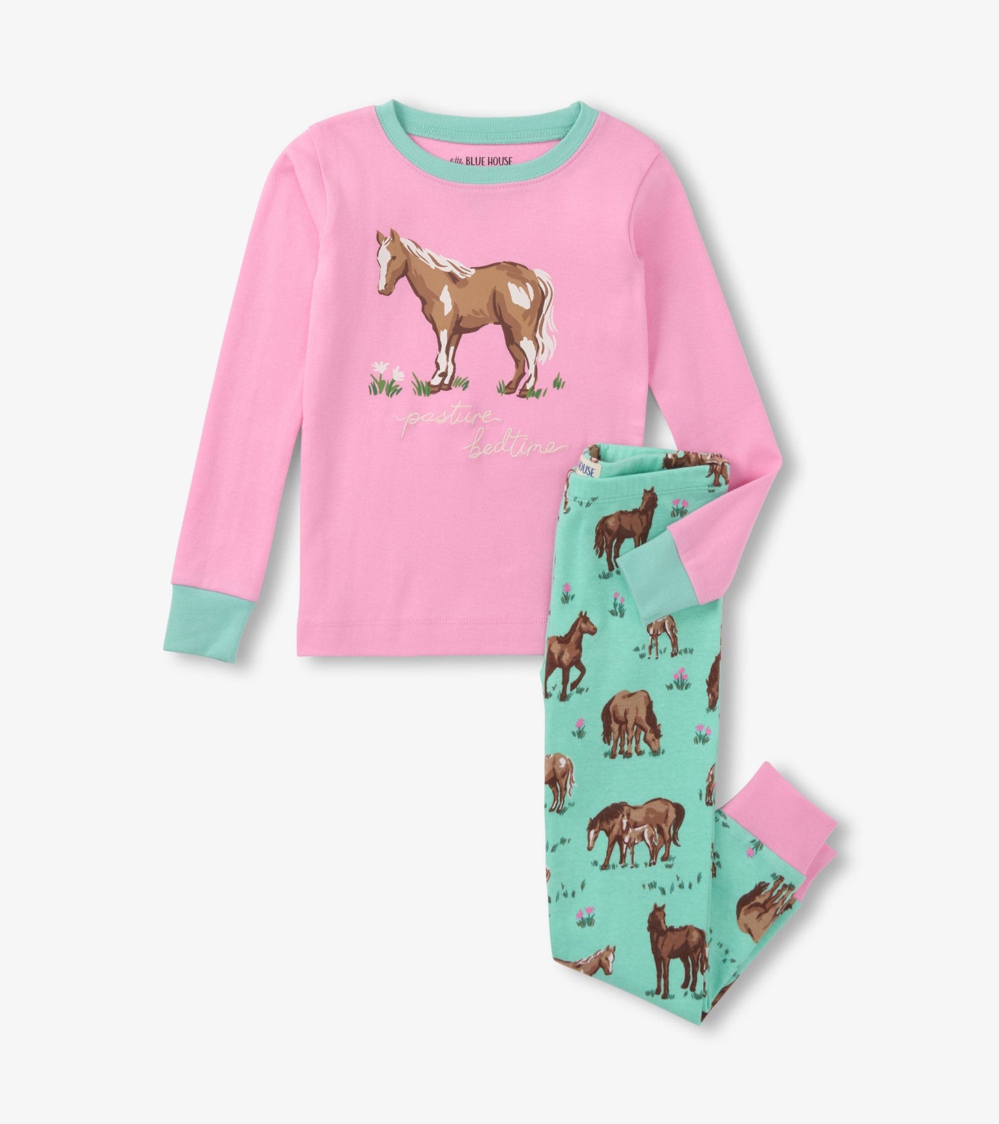Girls Western Horses Pajama Set - Main Image