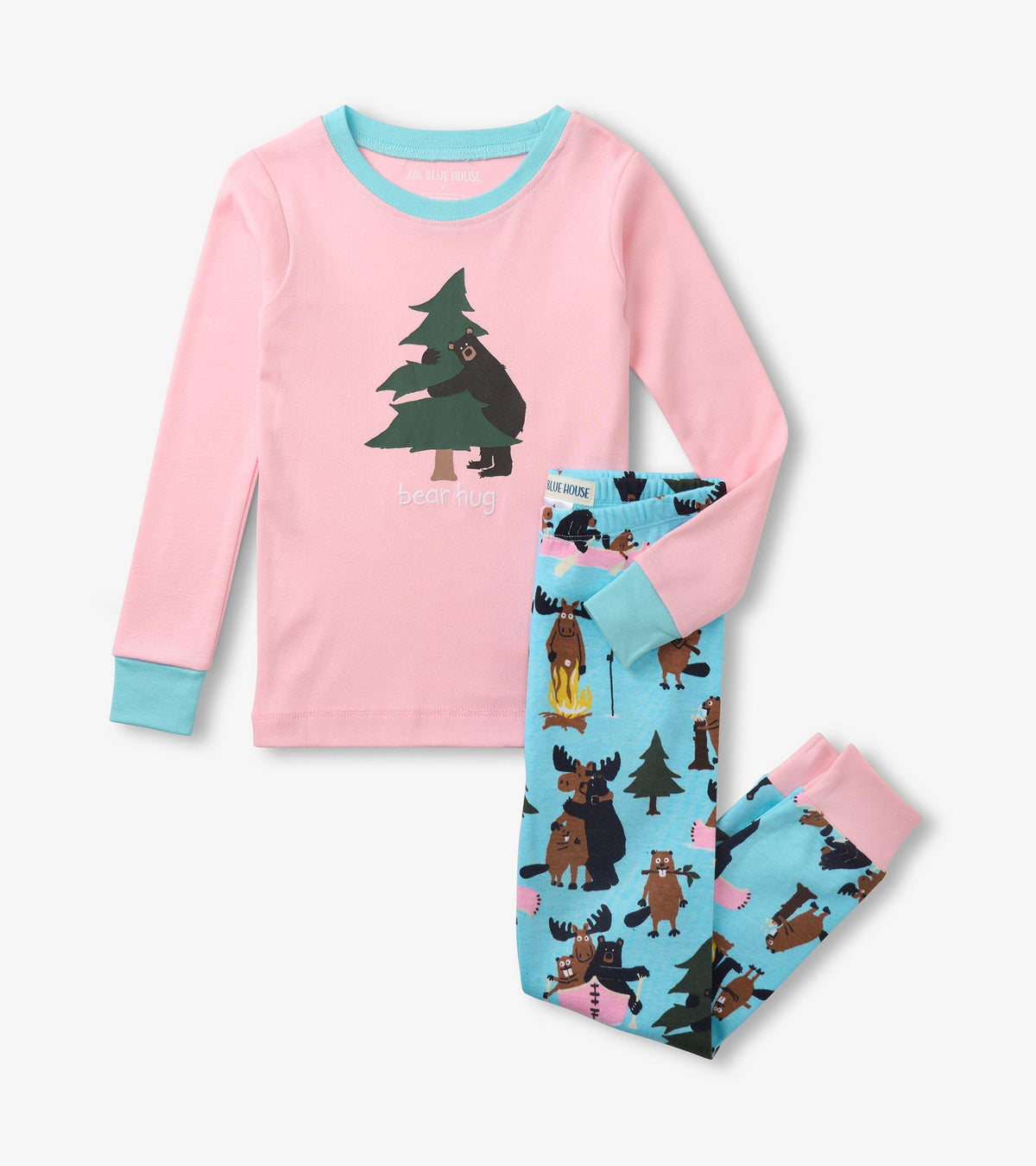 Life in the Wild Pink Kids Appliqué Pajama Set