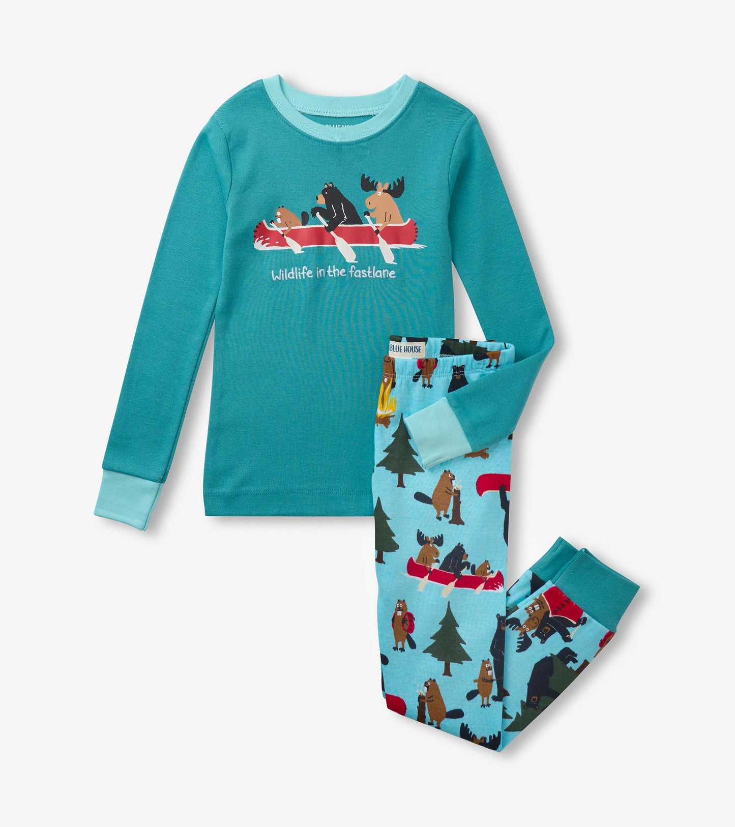 Life In the Wild Blue Kids Appliqué Pajama Set