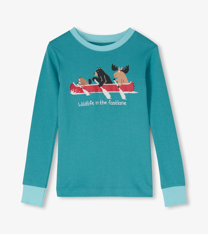 Life In the Wild Blue Kids Appliqué Pajama Set