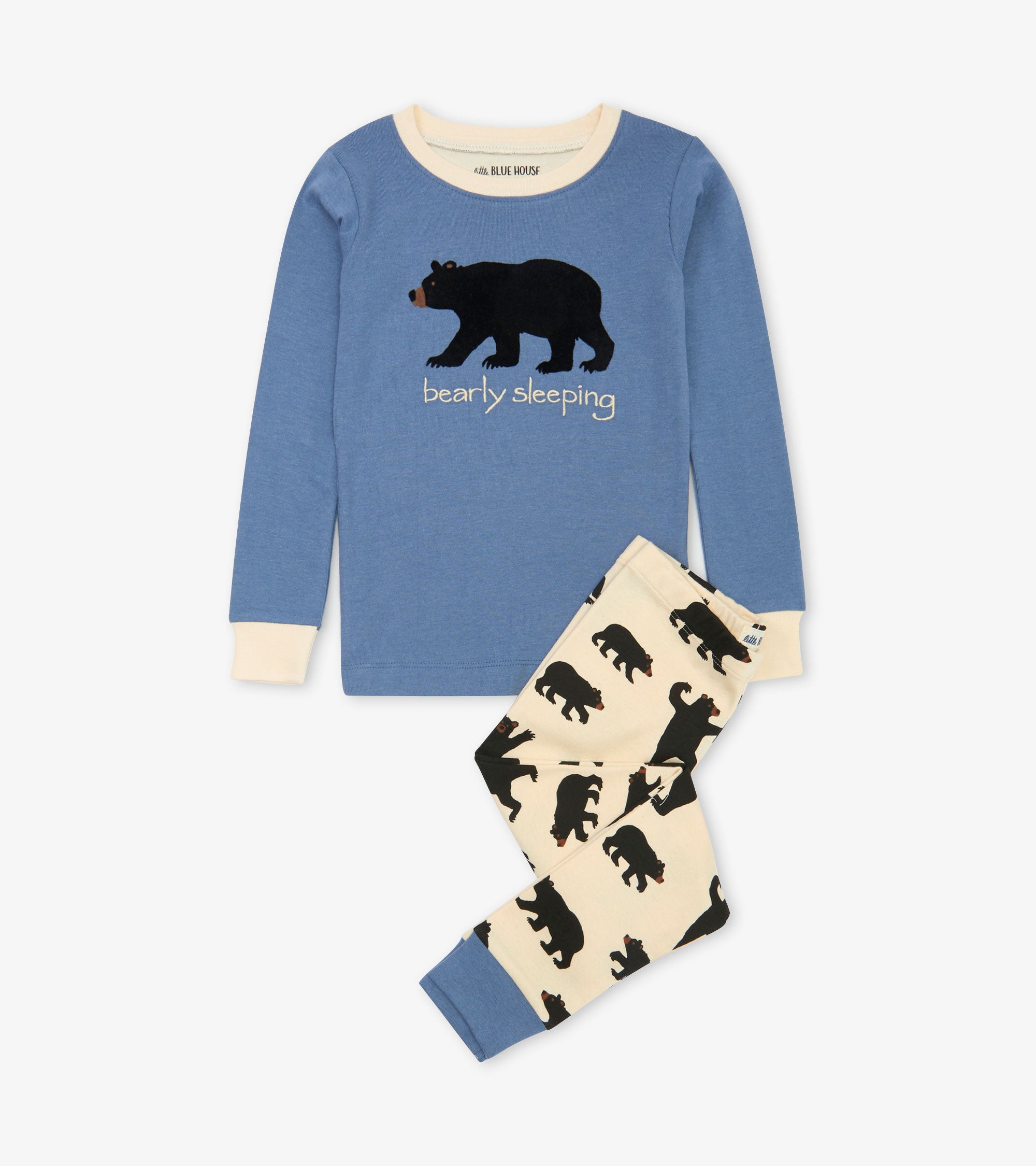 Pyjama à appliqué pour enfant – Ours sur fond bleu « bearly sleeping »