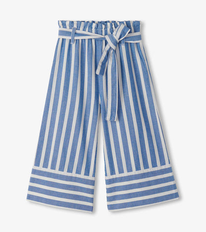 Girls Powder Stripes Cropped Paperbag Pants