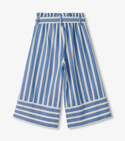 Girls Powder Stripes Cropped Paperbag Pants