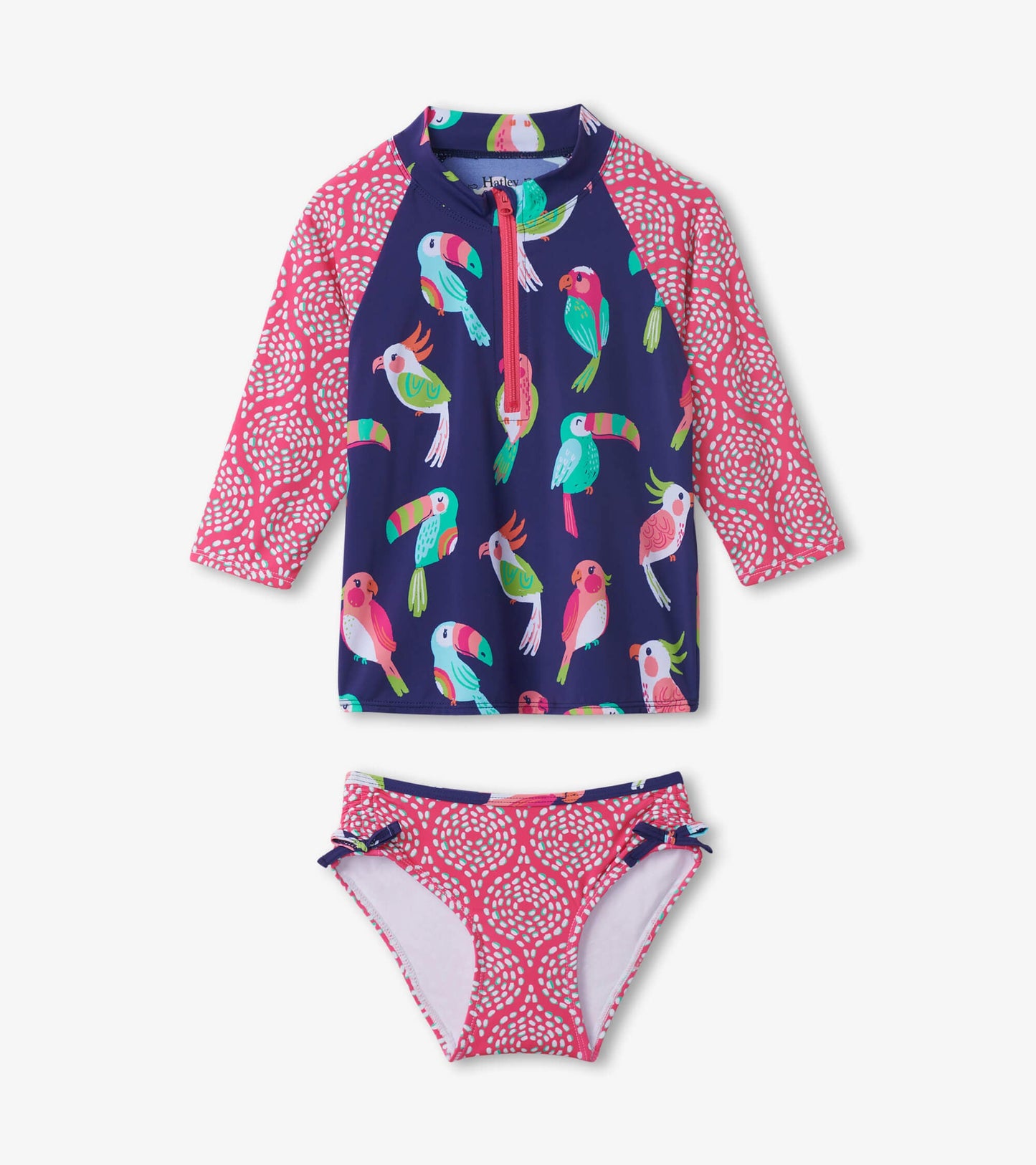 Girls Navy Tropical Birds Rashguard Set