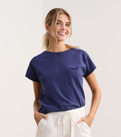 Slouchy Pocket Tee - Patriot Blue