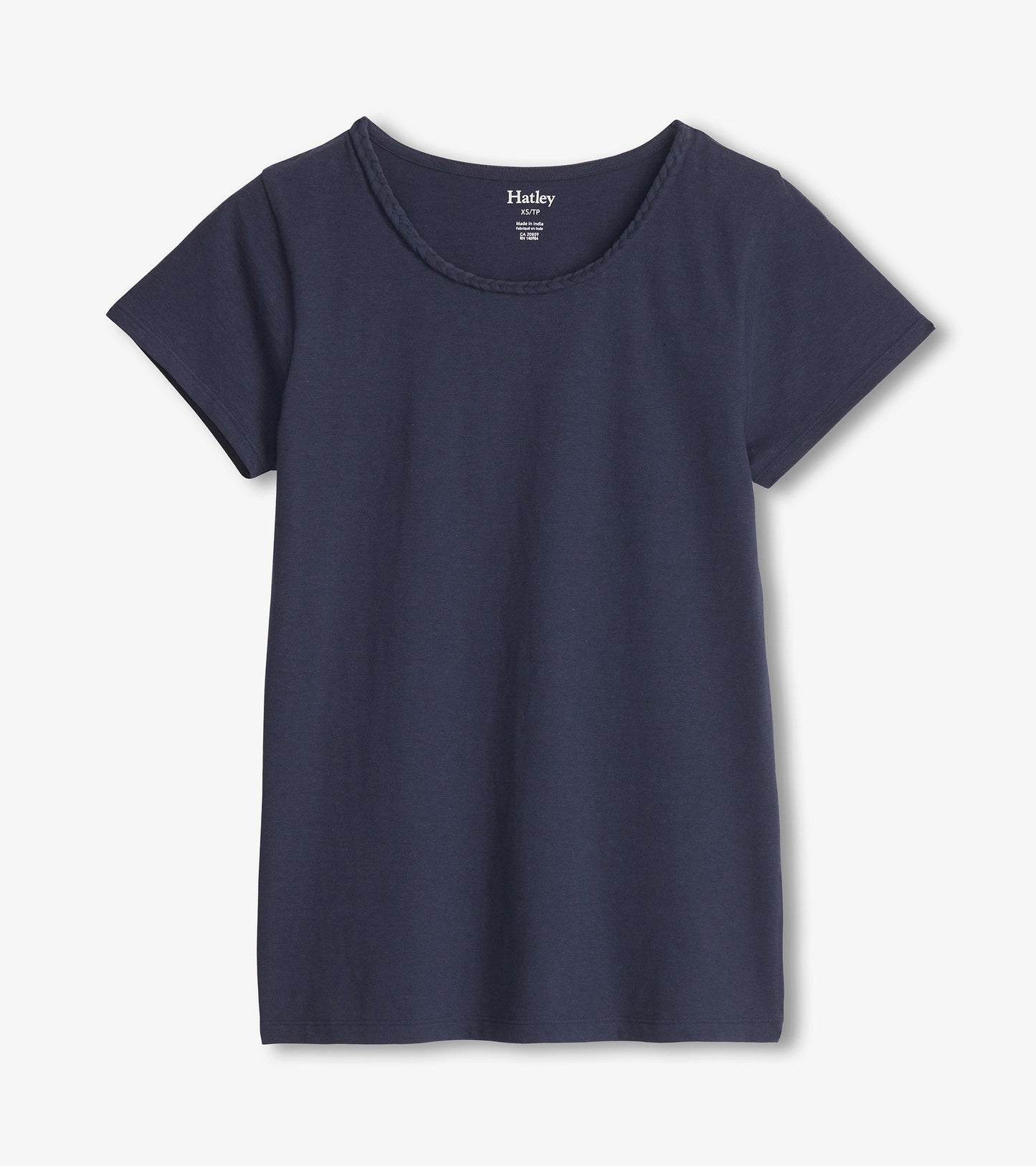 T-shirt à encolure tressée – Bleu marine