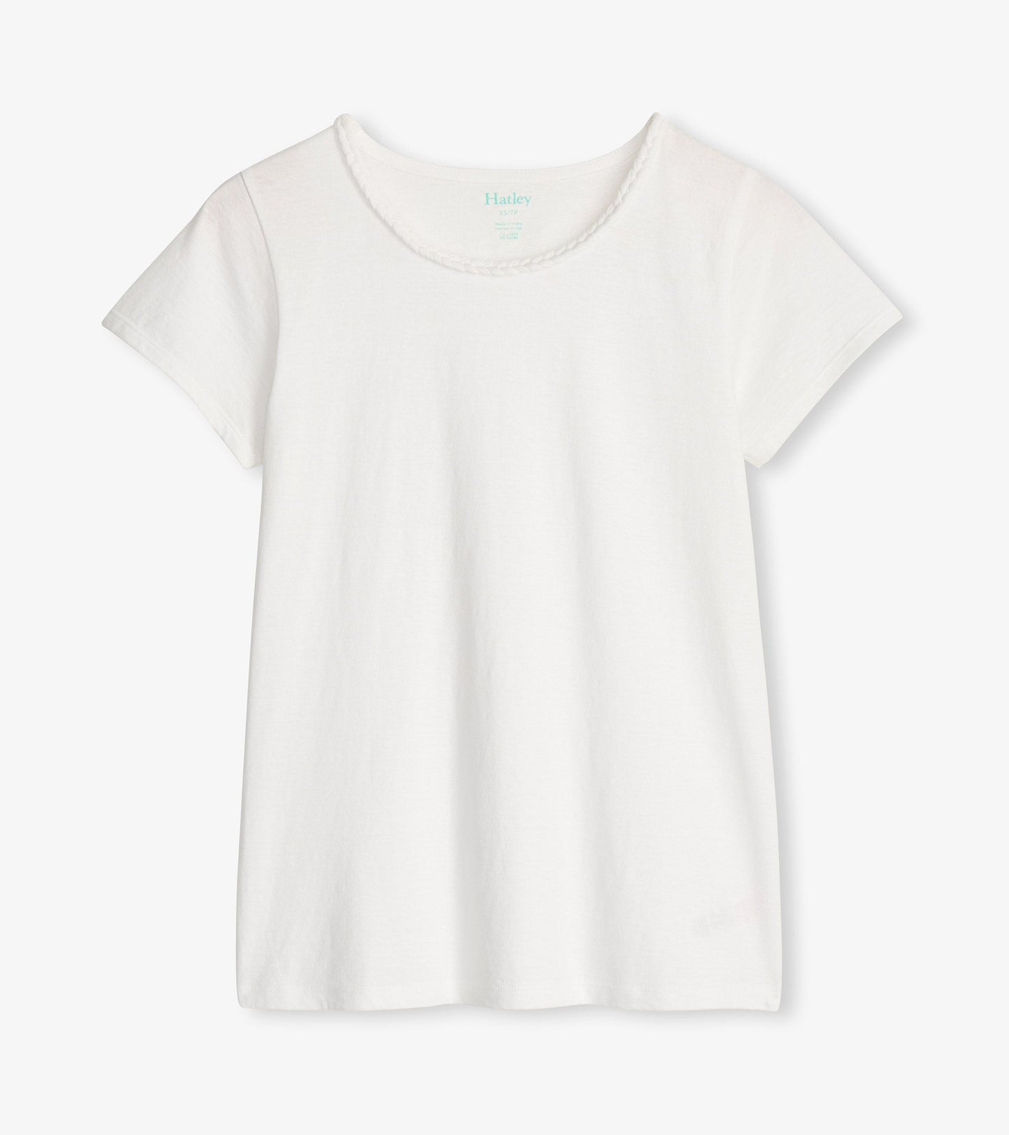 T-shirt à encolure tressée – Blanc