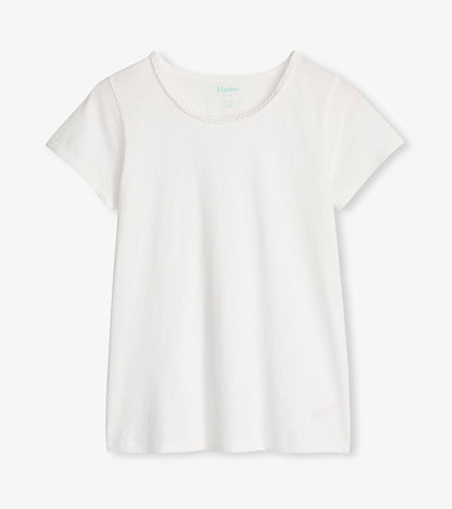T-shirt à encolure tressée – Blanc