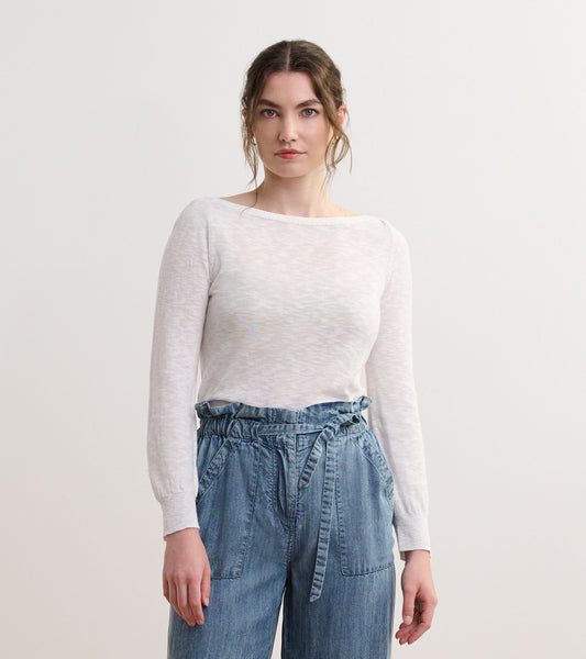 3/4 Sleeve Knit Breton - White