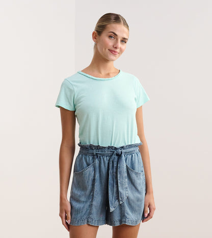 Braided Neck Tee - Aruba Blue