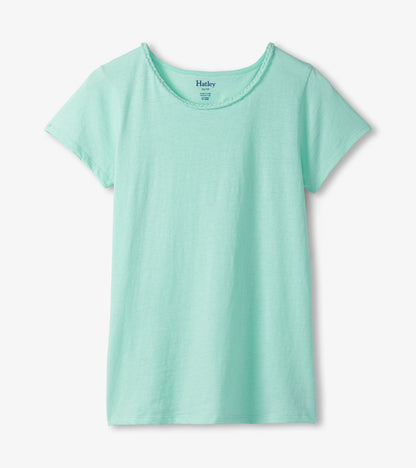 Braided Neck Tee - Aruba Blue