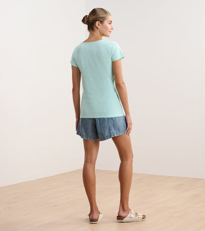 Braided Neck Tee - Aruba Blue
