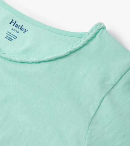 Braided Neck Tee - Aruba Blue