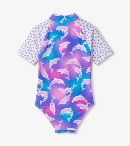 Maillot protecteur une pièce – Dauphins aquarelle