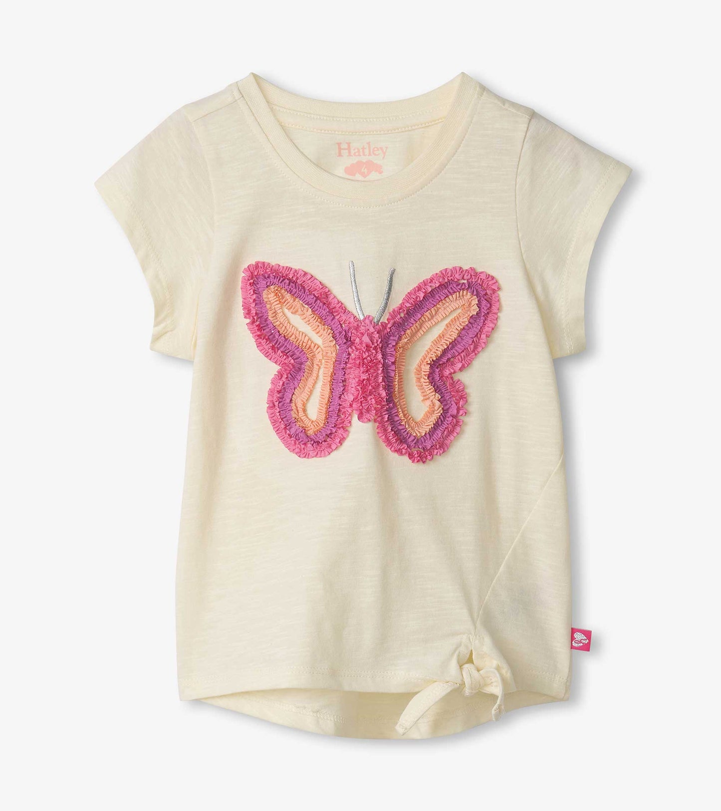 T-shirt noué sur le devant – Papillon lumineux
