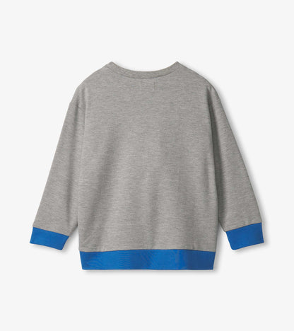 Boys Striped Athletic Grey Pullover Sweatshirt