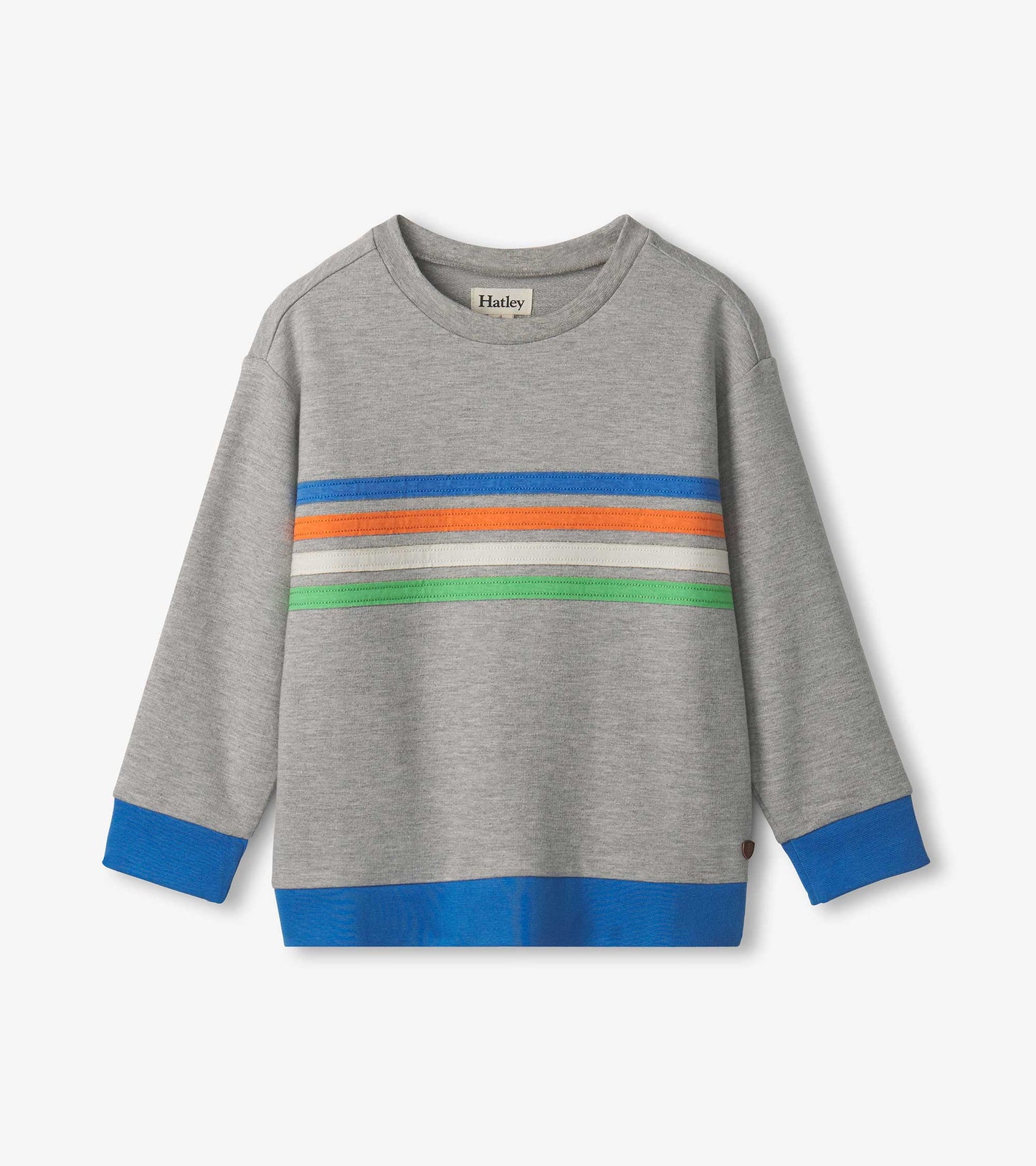 Boys Striped Athletic Grey Pullover Sweatshirt