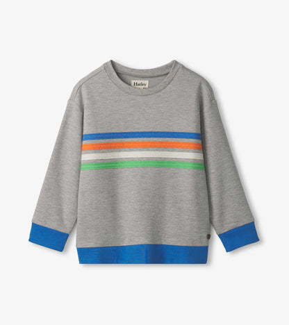 Boys Striped Athletic Grey Pullover Sweatshirt