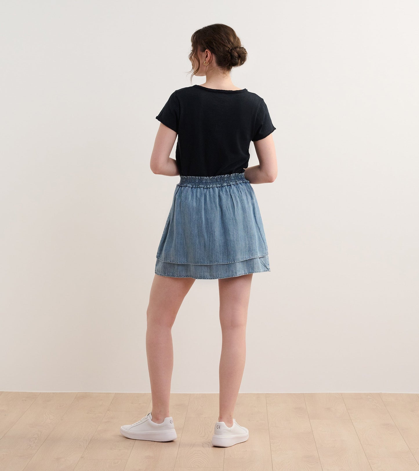 Layered Smocked Skirt - Blue Acid Wash