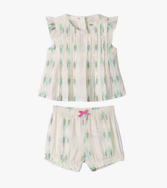 Robe nervurée – Plumes bleues