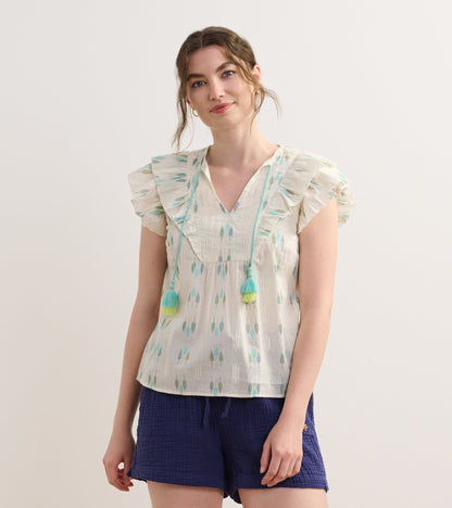 Haut à enfiler Alexa – Plumes bleues