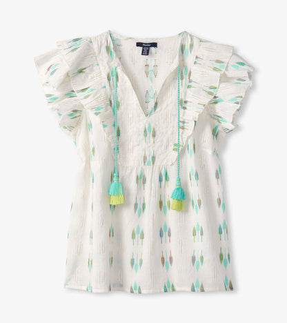 Haut à enfiler Alexa – Plumes bleues
