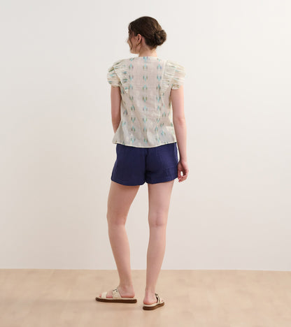 Haut à enfiler Alexa – Plumes bleues