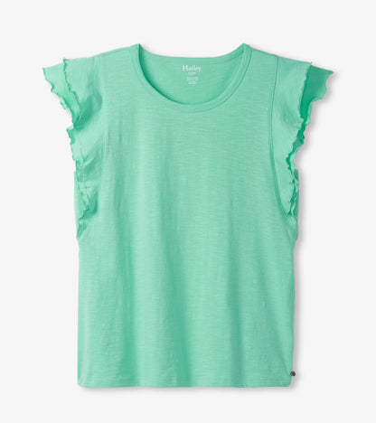 Débardeur à mancherons étagés – Turquoise