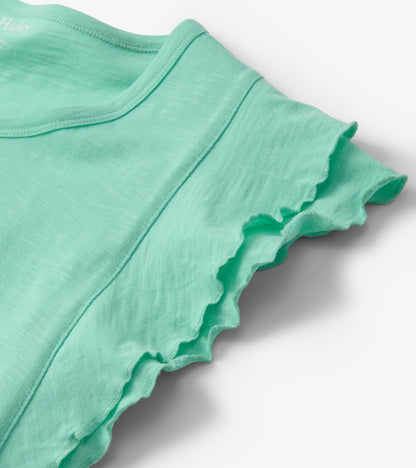 Débardeur à mancherons étagés – Turquoise