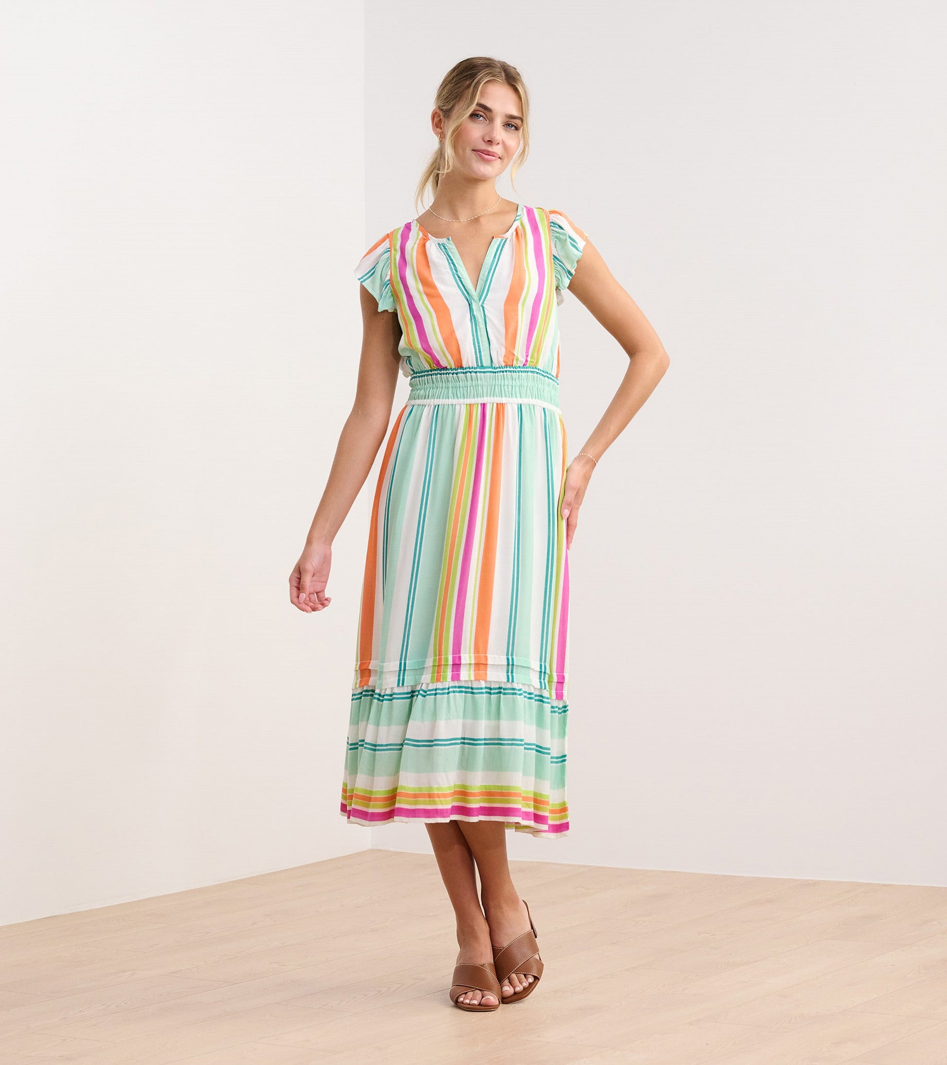 Fiona Midi Dress - Sea Glass Stripes Fiona Midi Dress - Sea Glass Stripes