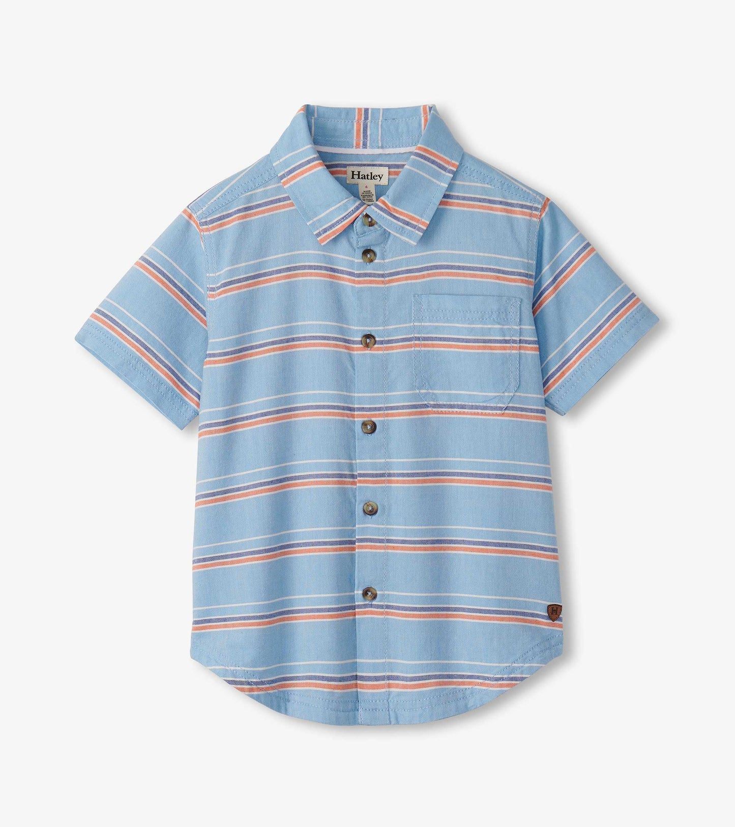 Chemise boutonnée – Rayures estivales bleutées